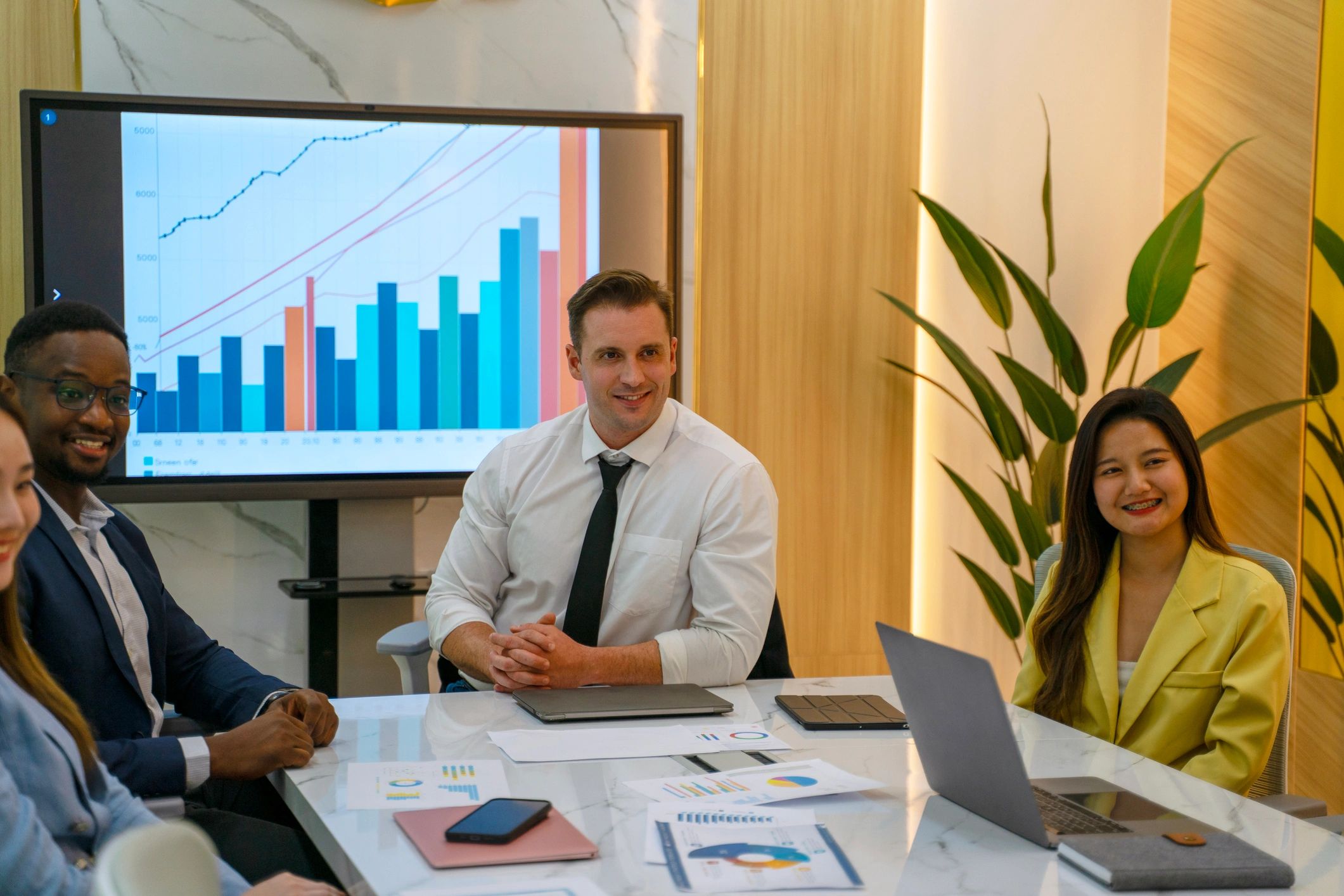 Professionals meeting in a modern conference room